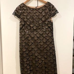 Black cap sleeve sequin dress